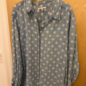 Foxcroft Blue and White Polka Dot Men's Shirt